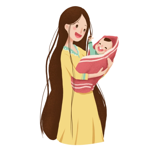 母亲节暖色扁平母亲婴儿妈妈抱着孩子png