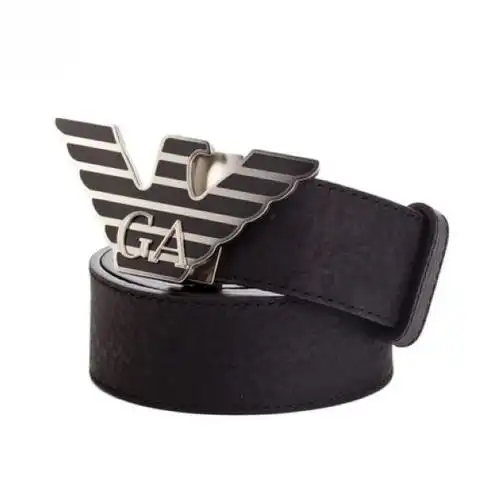 armani 阿玛尼logo金属扣男士黑色皮带