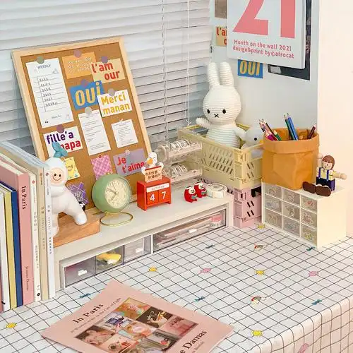 片片韩风书桌ins学生少女心蕾蕾丝毛球桌面桌布