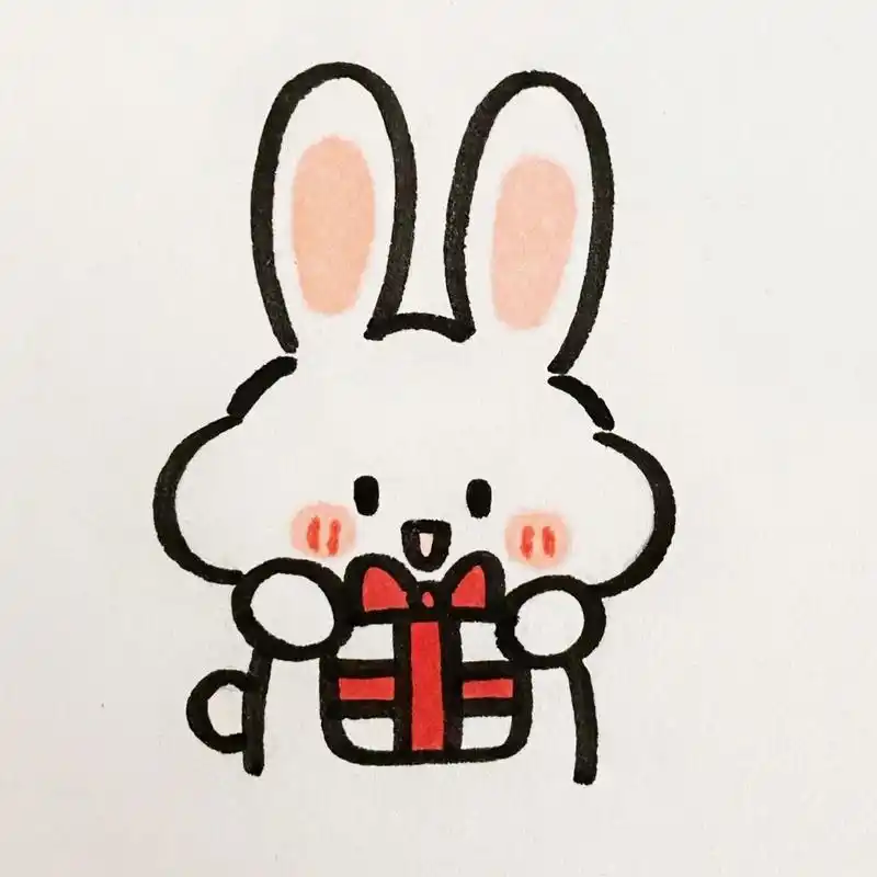 可爱的兔子简笔画 来看看小兔子收到了什么礼物呢 原来是anu阿奴家的