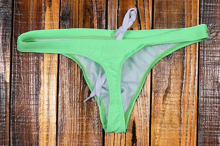 游泳裤头男纯色露臀男士比基尼泳裤超低腰性感丁字泳裤 白色 xl