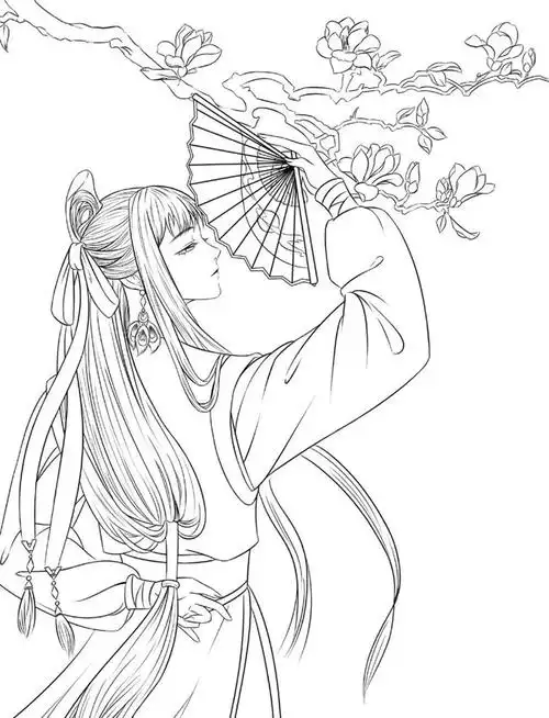 古风汉服人物手绘线稿|绘画|白描|线描|古体诗_网易订阅