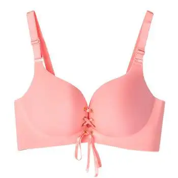 一片式无痕内衣无钢圈文胸套装聚拢小胸性感厚薄款女胸罩 粉色 80/36a