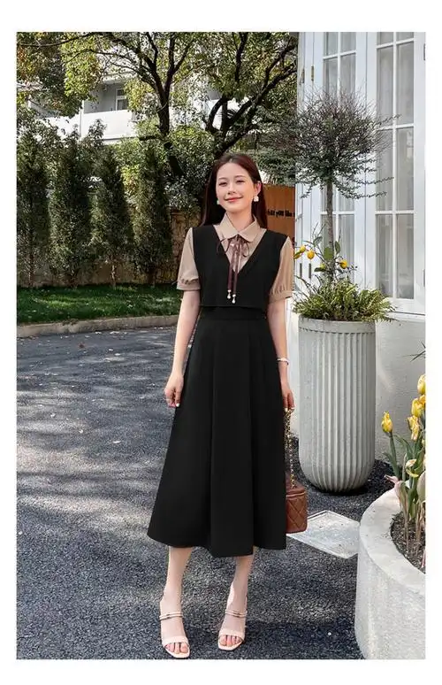 2024年夏装新款女设计感减龄法式极繁风洋气娃娃领连衣裙 - 17网