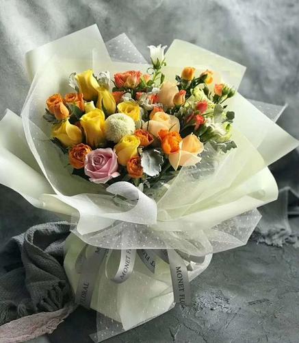 材料纱网高档花艺网纱鲜花花束包装韩式网纱点点纱网鲜花包装10码