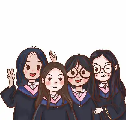 毕业季 卡通 女孩 拍照