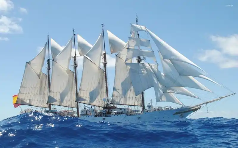 sailing ship on the wavy sea wallpaper - world wallpapers - #537