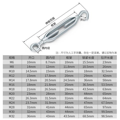 花篮螺丝 开体花兰螺丝 m4m5m6m8m10mr12钢丝绳拉收紧器