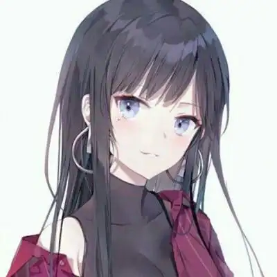 二次元 少女 头像 黑发 蓝瞳