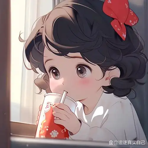 旧漫头像 | 可爱的小女孩 喝饮料的小女孩