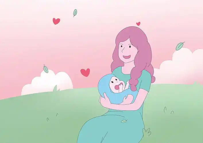 母亲抱着婴儿矢量插画图片