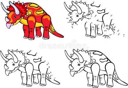 卡通三角龙. 矢量插图.插画