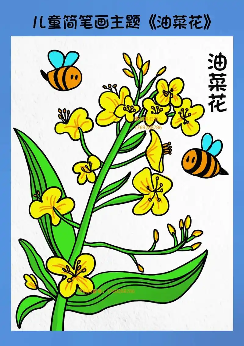 油菜花和夏天的大自然儿童创意简笔画教程.#油菜花 #油菜花儿 - 抖音