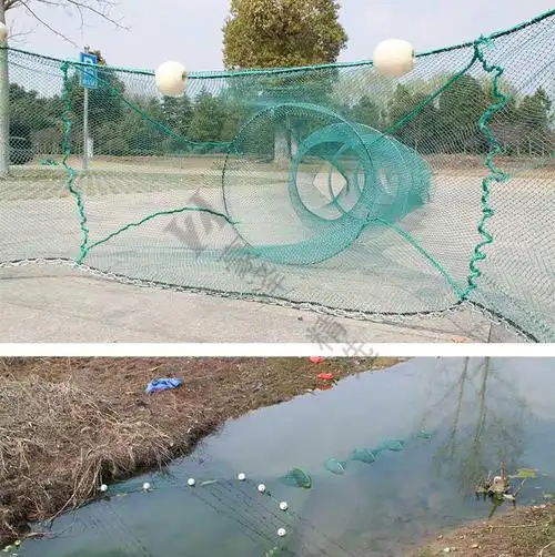 拦河渔网八字网捕鱼花蓝八字网虎口拉网鱼网鱼笼栏鱼钓龙虾神器渔网