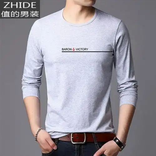 suntek长袖棉t恤男春秋季男装中青年圆领秋衣宽松薄款
