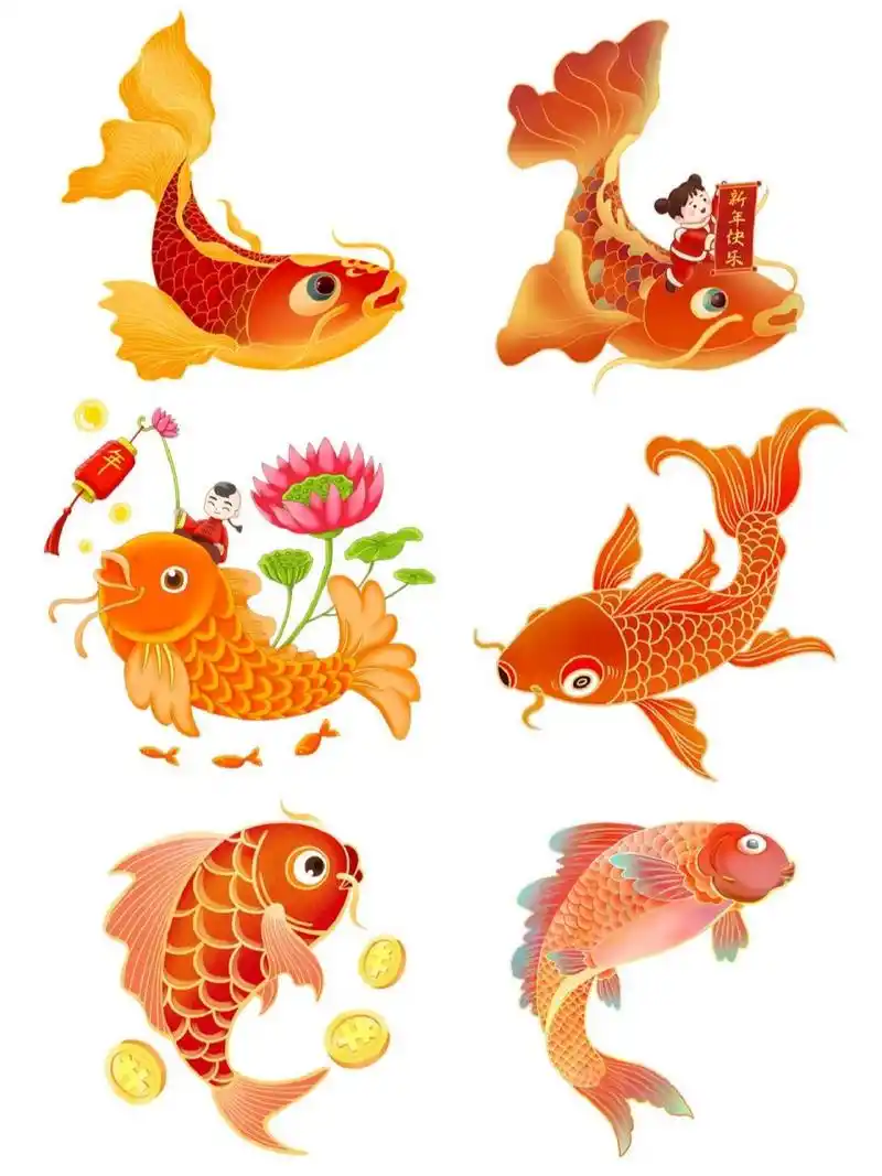 🎉节日素材 | 卡通锦鲤免抠元素 素材分享 -----------------------
