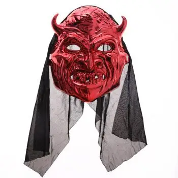 tumika 万圣节面具 舞会派对恐怖面具 红色魔鬼骷髅牛魔王电镀面具
