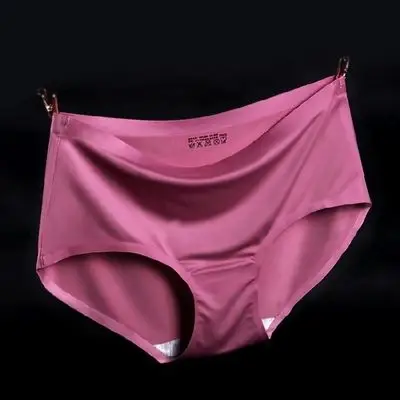 一片式无痕冰丝内裤性感超薄丝滑中腰大码性感少女士三角裤纯棉档