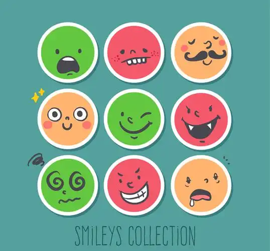 9款彩色表情贴纸矢量素材