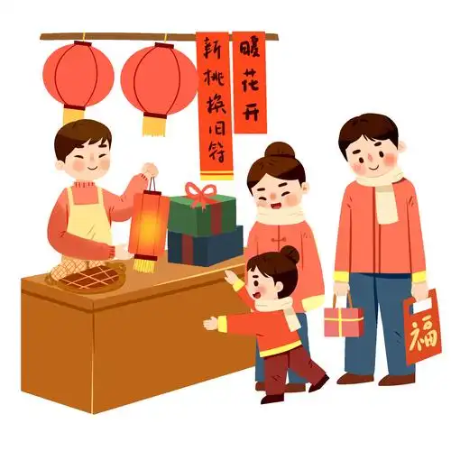 卡通新年赶集买年货元素gif动态图年货节表情包