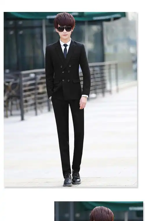 青少年西服套装男士三件套西装韩版修身帅气潮流男学生休闲小西装