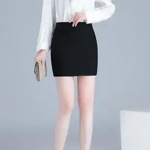 春秋新款包臀裙短裙职业半身裙高腰弹力一步裙包裙正装黑色工作裙
