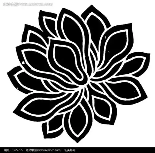 黑白莲花矢量素材ai免费下载_传统图案
