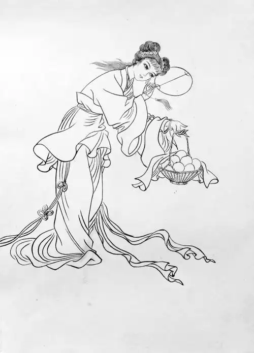 技法的书籍,照着书上讲的步骤开始练习,画了一些白描仕女图的画稿并