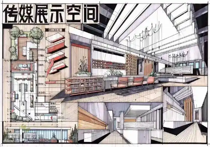 每周上新传媒展示办公空间快题