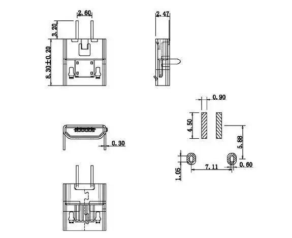 小家电usb micro插座,照明电器micro 母座 ,通讯设备micro插孔