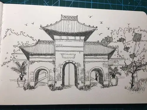 每日一绘11:建筑速写-白马寺 - 简书