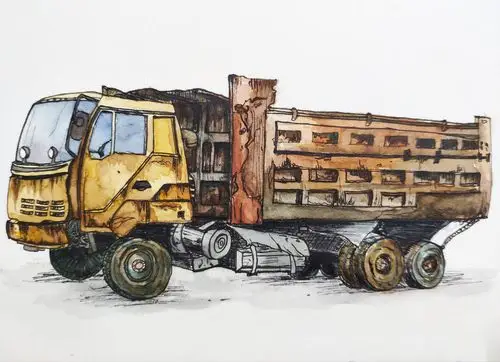 坚持手绘第3幅大卡车