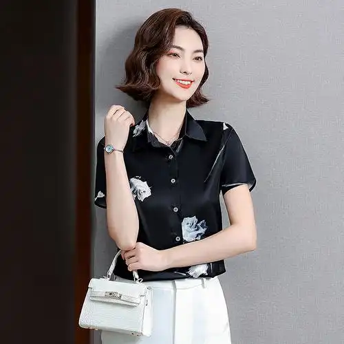 正品哥弟新款女装2021夏季薄轻复古碎花洋气衬衫