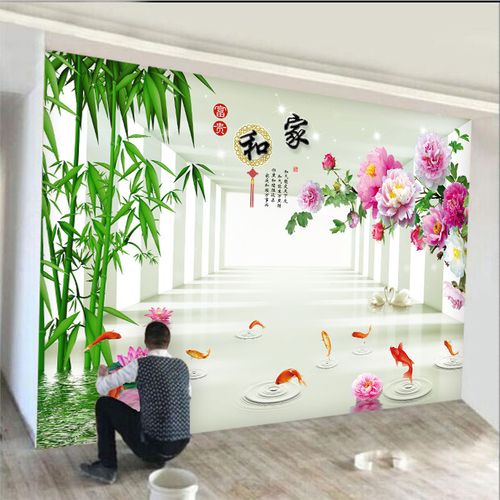 8d中式客厅电视背景墙壁画现代简约3d背景墙壁纸5d影视壁纸墙纸墙