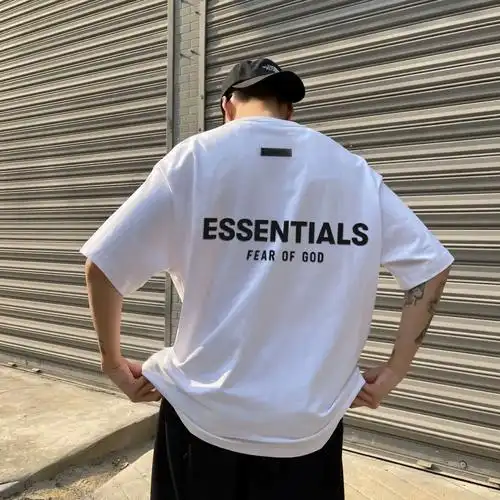 fog植绒字母essentials短袖t恤男女嘻哈欧美潮牌高街复古纯棉半袖