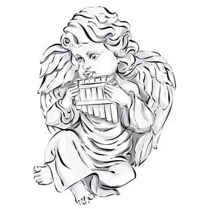 天使婚礼装饰, 情人节丘比特, 黑白矢量插画艺术照片