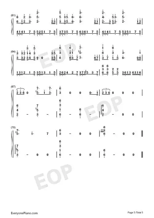 让酒-沙海插曲双手简谱预览5-钢琴谱文件(五线谱,双手简谱,数字谱