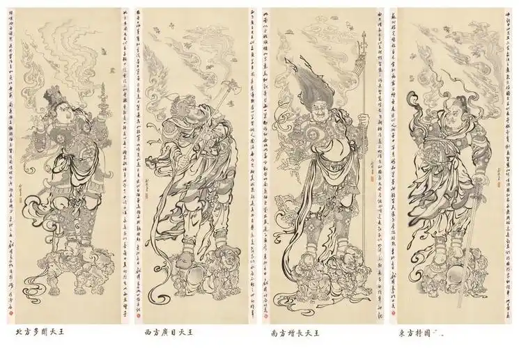 四天王像西方广目天王_白描人物_庞琦作品展_庞琦在线作品_庞琦官方