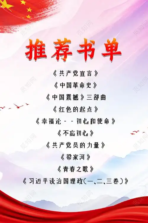 红色简约推荐书单阅读书单海报