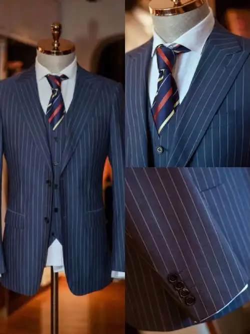 经典蓝色条纹西装职场商务穿搭的秘诀