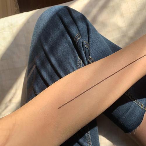 直线纹身贴 死亡射线虾线半臂线条防水男潮个性持久生命线女包邮