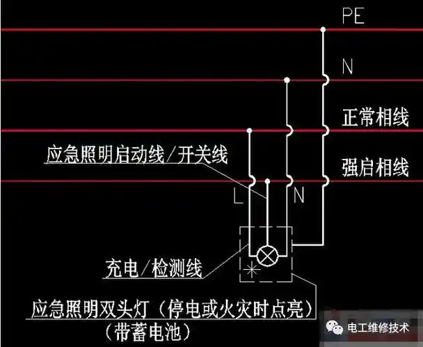 led消防应急灯接线实物图