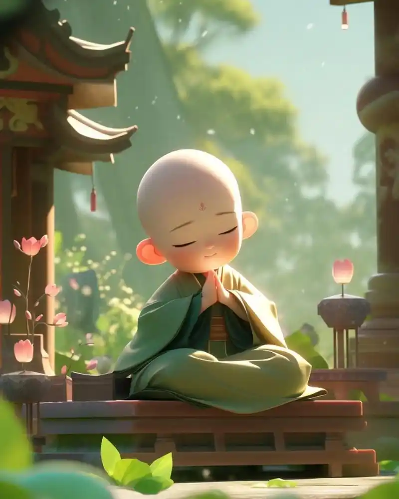 小和尚图片 禅意 可爱  0069♂ 清晨的钟声悠扬响起,伴随着微风和