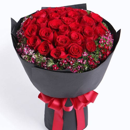 花礼网 忘情巴黎 卡罗拉红玫瑰33枝浪漫唯美女神挚爱鲜花同城配送