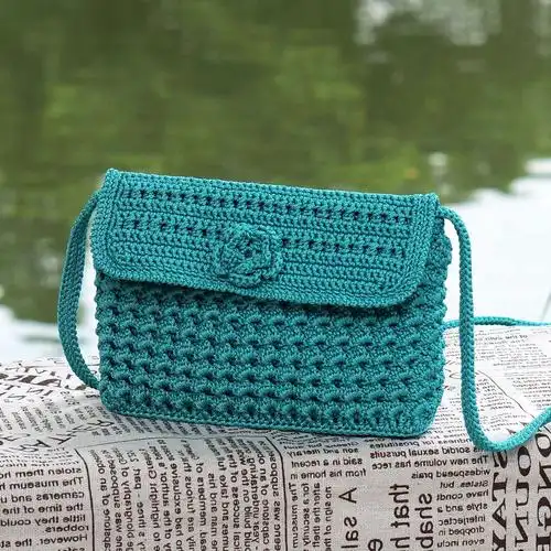 丝线手工钩包包民族风编织包女成品单肩斜跨手机包送妈妈实用礼物