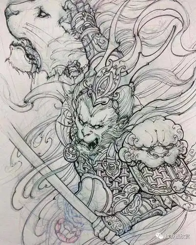 纹身手稿 - 齐天大圣纹身手稿_手机搜狐网