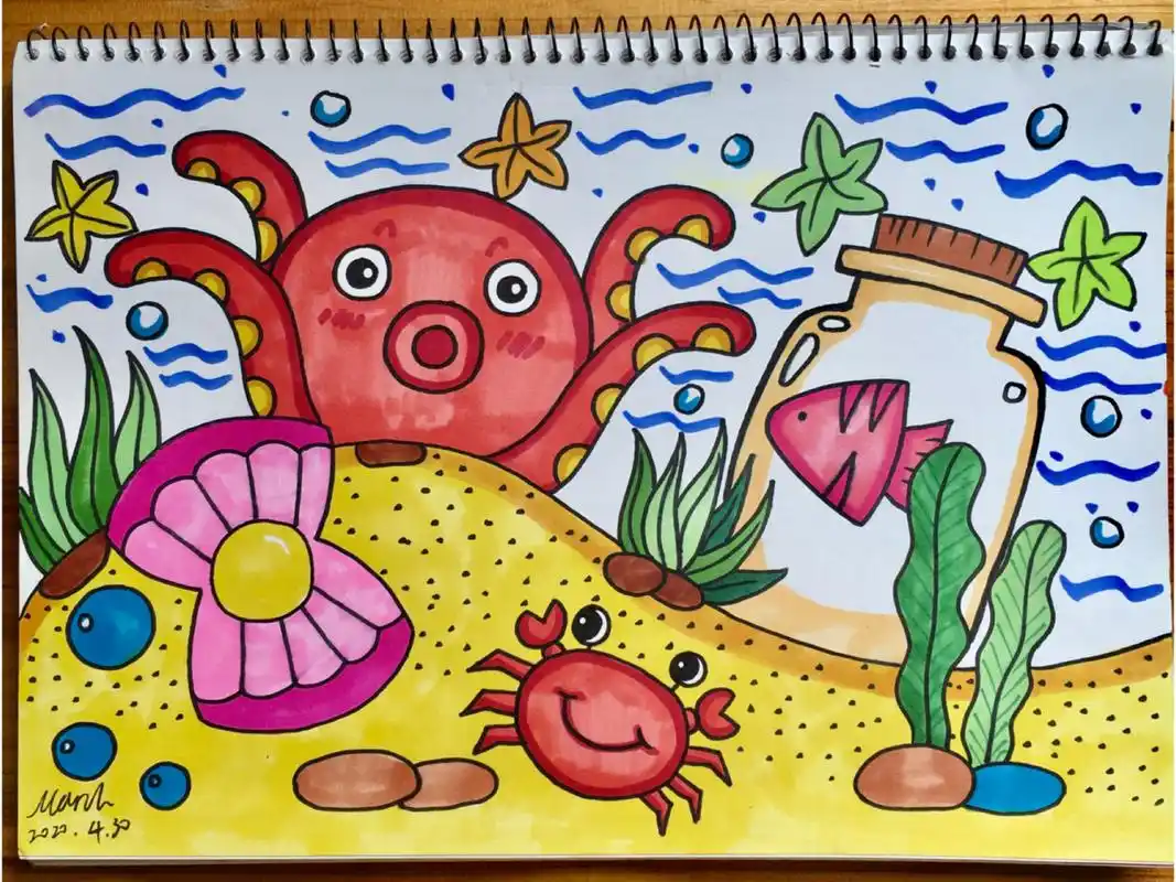 马克笔手绘/儿童画/备课/海底世界/创意画 【海底奇遇】🐟 会陆续更