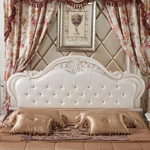 实木床单人床双人床欧式软包床头板简约现代白色烤漆经济型双人床头