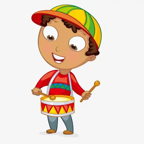 打鼓的男孩子矢量图