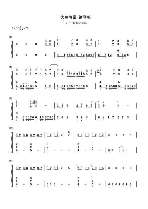 跪求大鱼海棠双手简谱(钢琴曲简谱)要全部哦……谢谢了05 以下是